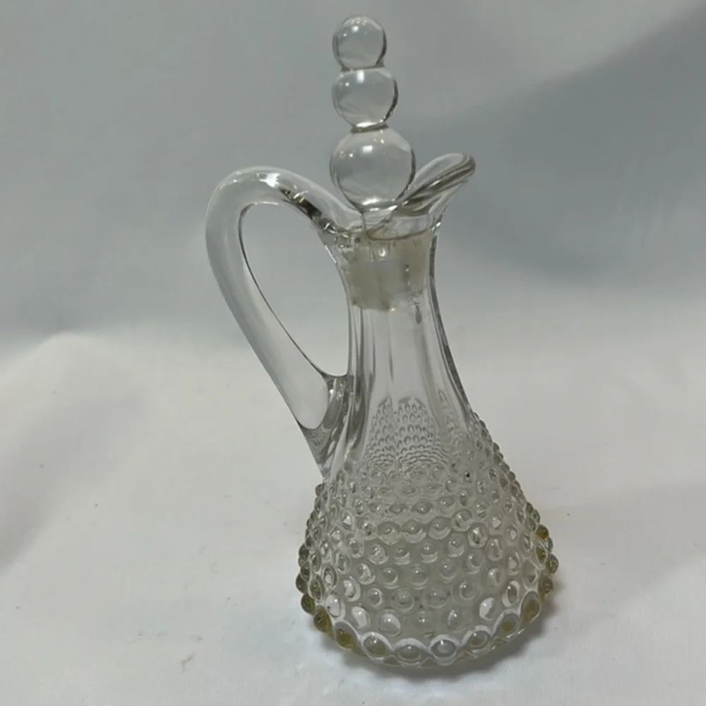 Hobnail Clear Glass Cruet Bottle with Stopper